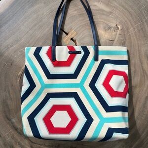 kate spade Navy, Red & Aqua Hex Print Tote